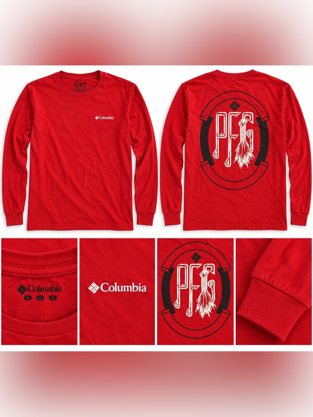 Columbia Red Crewneck Long Sleeve Graphic Tee